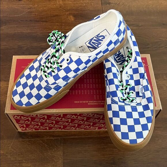 Vans Authentic checkboard blue/white women size 7.5 - Picture 4 of 6